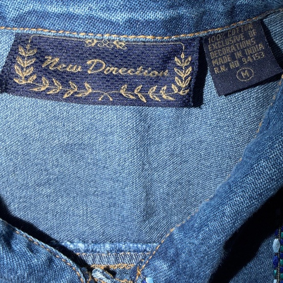 New Directions Beaded Blue Denim Vest Size Medium - Picture 3 of 3